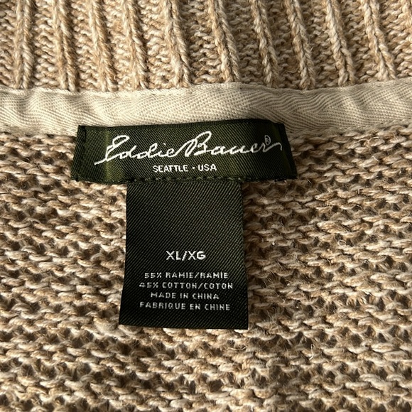 Eddie Bauer Womens 1 Button Cardigan Size XL Chunky Knit Beige Boho - Picture 5 of 6